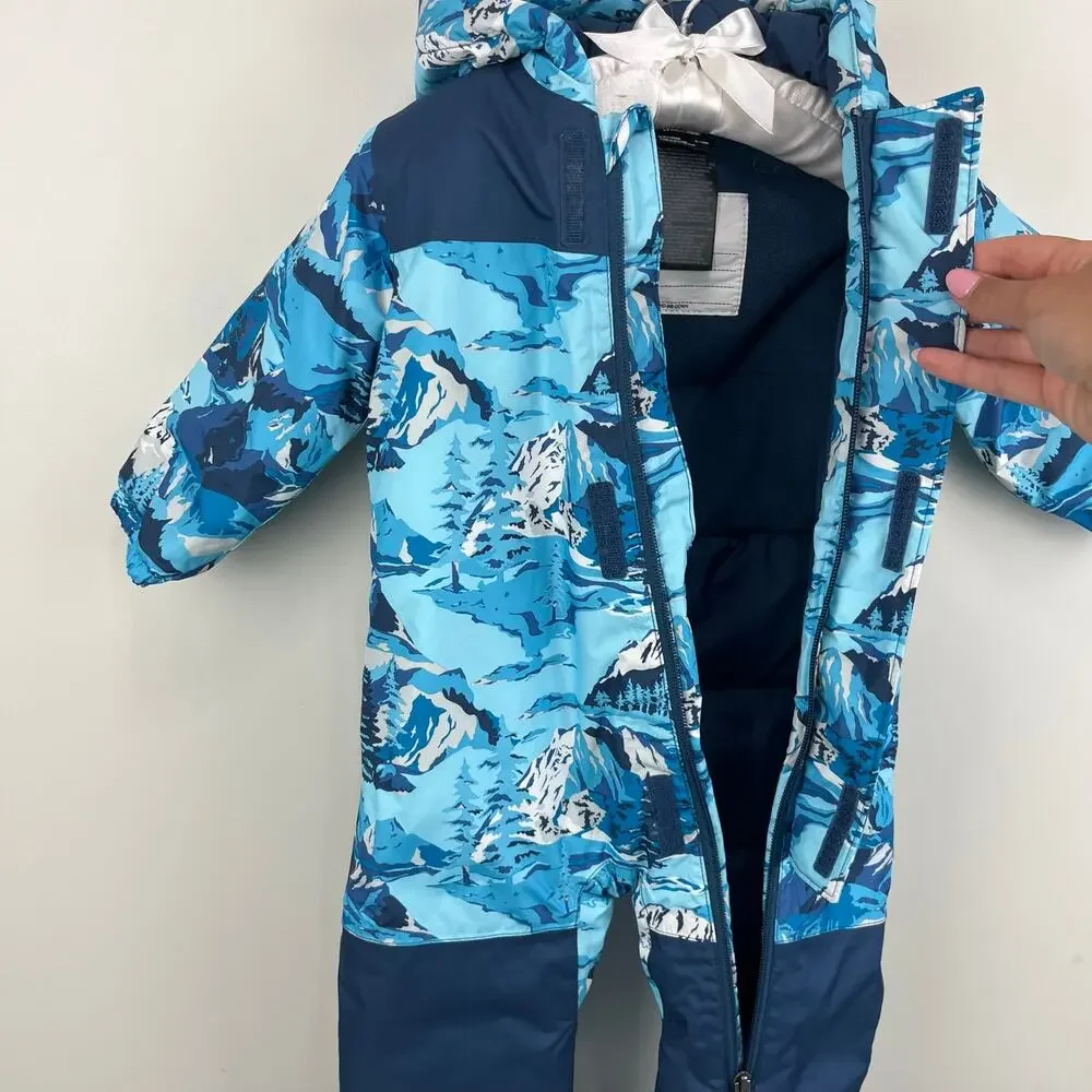 The North Face Baby Freedom Snow Suit Blue Snow Peak Mountains 6-12 Months
